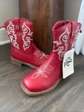 Pawz Western Upper faux leather,side zipper,embroidered,TPR outsole,cushioned